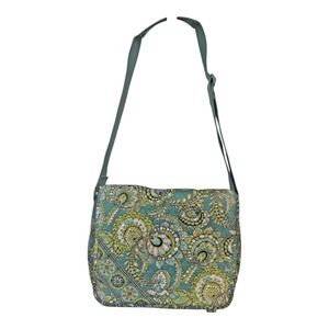 Vera Bradley Crossbody Bag Purse Quilted Shoulder Bag Paisley Floral Teal‎